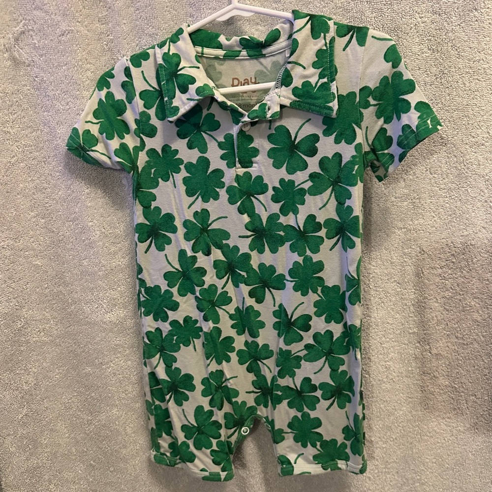 Green Shamrock Little Sleepies Romper